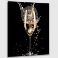 Картина по номерам 40x50 см, бокал, шампанское, пузырьки, движение, жизнь, стекло, чистота, отражение, свет, детали