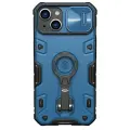 Чехол синего цвета для iPhone 14 и 13 от Nillkin серия CamShield Armor Pro, с металлическим поворотным кольцом и защитной шторкой для камеры