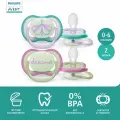 Соска-пустышка силиконовая светящаяся Philips Avent ultra air night SCF376/19 с футляром для хранения и стерилизации, 0-6 мес, 2 шт.