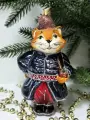 Стеклянная елочная игрушка Котофей