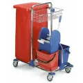 Тележка уборочная ACG многофункциональная, ведра 2*12л с отжимом, держатель мешка и корзина