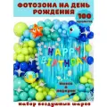 Фотозона на день рождения Морская (78 предметов) насос в подарок, набор воздушных шаров