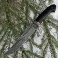 Нож Засапожный из дамасской стали с литьём из мельхиора