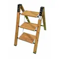 Стремянка Алюминиевая Milano 3 Широкие Ступени, Цвет Дерево, Рабочая Высота 2.67 М, Нагрузка 150 Кг.