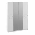 Шкаф Альбина, 4-х створчатый Севиль, ЛДСП, Белый/Белый глянец, с зеркалом