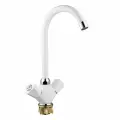 Смеситель для кухни с высоким изливом и вентильными ручками, белый