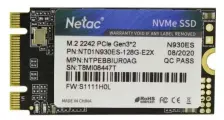 SSD накопитель NETAC N930ES NT01N930ES-128G-E2X 128ГБ, M.2 2242, PCIe 3.0 x2, NVMe, M.2, rtl