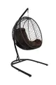 Подвесной кокон с ротангом Складной M-Group Черный с Коричневой подушкой