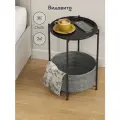 Столик журнальный Видовито со съемным подносом и корзиной, металлический, черный, 50х33 см