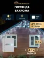 Гирлянда уличная NEON-NIGHT Бахрома 4,8х0,6 м, 176 LED, белое свечение, эффект мерцания, IP65