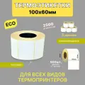 Термоэтикетки 100х60 мм 500шт ЭКО/ 5 рулонов / самоклеящиеся этикетки/ термотрансферные стикеры