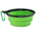 Миска для животных силиконовая складная для кошек и собак дорожная с карабином, 350 мл, зеленая
