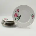Набор десертных и пирожковых тарелок с цветочным декором на 4 персоны (8 тарелок)