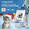 Корм для котят сухой лосось и белая рыба, беззерновой, суперпремиум, 800 г