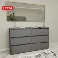 Комод Letta City New, 6 ящиков, ЛДСП, матовый, серый, 140 см x 39,4 см x 83см