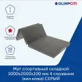 Мат спортивный складной 1000х2000х100 мм 4 сложения (вин. кожа) серый