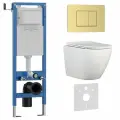 Комплект 6 в 1 инсталляция 40 см, унитаз TORNADO белый BILBAO ALTO (IB. BLA.234.1B1), клавиша смыва золото матовое, нержавеющая сталь INOX-C (IB. B011.005.000)