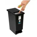 Мусорное ведро черное с педалью и мини отсеком в крышке 20 л 35,5*20*45 см TONBO