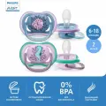Соска-пустышка силиконовая Philips Avent ultra air SCF085/61 с футляром для хранения и стерилизации, 6-18 мес, 2 шт.