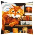 PN-0163873 Набор для вышивания крестом (подушка) Vervaco Cat and Books Кот и книги