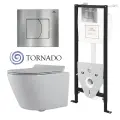 Инсталляция с подвесным унитазом CULTO TOR V2.0. Панель смыва хром. Система смыва Торнадо