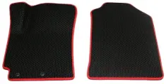 Передние EVA/ЭВА коврики для KIA RIO X, Киа Рио Икс,2017-2022 . гв, с 3Д лапой , износостойкие, черные соты с красным кантом