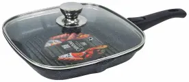 Сковорода-гриль 27х27см с крышкой и съемной ручкой Panairo Raitens induction, индукция