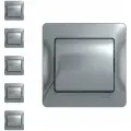 Выключатель Schneider Electric Glossa одноклавишный алюминий (комплект из 5 шт)