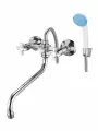 Смеситель для ванны с длинным изливом, душем, двухвентильный, кран в ванную, Solone JIK7-A102-A, хром