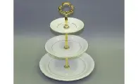 Горка соната 3 уровня Leander, фарфор, белый, золотой
