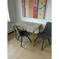 Дизайнерский стол обеденный/ цвет Бетон Светлый, 110*70 см. Ножки золото.