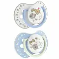 Пустышка силиконовая Lovi Night&Day для новорожденных 0-3 месяцев, 2шт с футляром, голубой