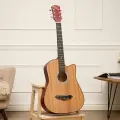 Гитара акустическая, цвет дерево, 97см, с вырезом, цвет: коричневый