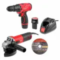 Набор электроинструмента Wortex Одноручная ушм + аккум. дрель-шуруповерт, мега акция, в коробке