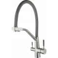 Смеситель для кухни 35-11 под питьевую воду, гибкий излив, серый
