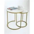 Комплект круглых журнальных столов из керамогранита Marble2GOLD, диаметры 45 и 35 см.