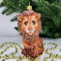 Irena-Co елочная игрушка, стекло Лев (11х6х7см)