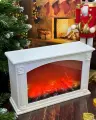 Декоративный камин, новогодний камин с эффектом пламени, новогодний светильник камин для дома и квартиры, от usb и батареек, прямоугольный, белый