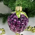 Irena-Co елочная игрушка, стекло Ежевичка черная (5х3,5х3,5см)
