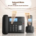 CHINO-E Digital Cordless Phone Wireless Landline Sub-Machine Office Home Signal Coverage Wide 8 Group Speed Dial Backlit Screen W318 Black