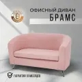 Диван прямой двухместный Brendoss 601 кушетка для отдыха, офиса и салона, материал износостойкий велюр, розовый