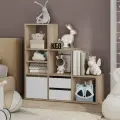 Стеллаж детский 90.2х90х30.4см напольный для игрушек деревянный в спальню гостинную для книг Кео СТЖ-410 белый сонома