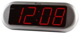 Будильник электронный сетевой светящийся гранат С-1816-Крас цвет индикации красный размер 22х8 см