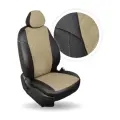 Чехлы Автопилот на сиденья Nissan Almera III (G15) 40/60 с 13г. (Экокожа ромб, Черный + Темно-бежевый)