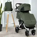 Коляска прогулочная Baballo 2024 армейская/белая рама + рюкзак (механическая регулировка спинки)