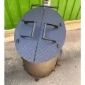 Бочка для сжигания мусора с двойными дверцами, косая, с колосником и дымоходом 120 литров