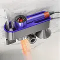Держатель настенный для фена Dyson, Полка с органайзером для ванной, Cушилка для рук, Синий