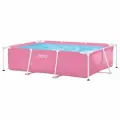 Бассейн каркасный прямоугольный Pink Frame Pool уличный для плавания, купания и игр в воде, на дачу, размер 220х150х60 см, цвет розовый