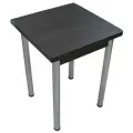 Стол кухонный раскладной (поворотно-раскладной 58*58 см. ДСП Черный Лофт ноги хром. Стол кухонный.