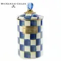 Банка для сыпучих продуктов 1,8 литра, MacKenzie-Childs, Royal Check, синяя, клетка, ручная роспись, эмаль, бронза, премиум посуда, емкость для хранения с крышкой